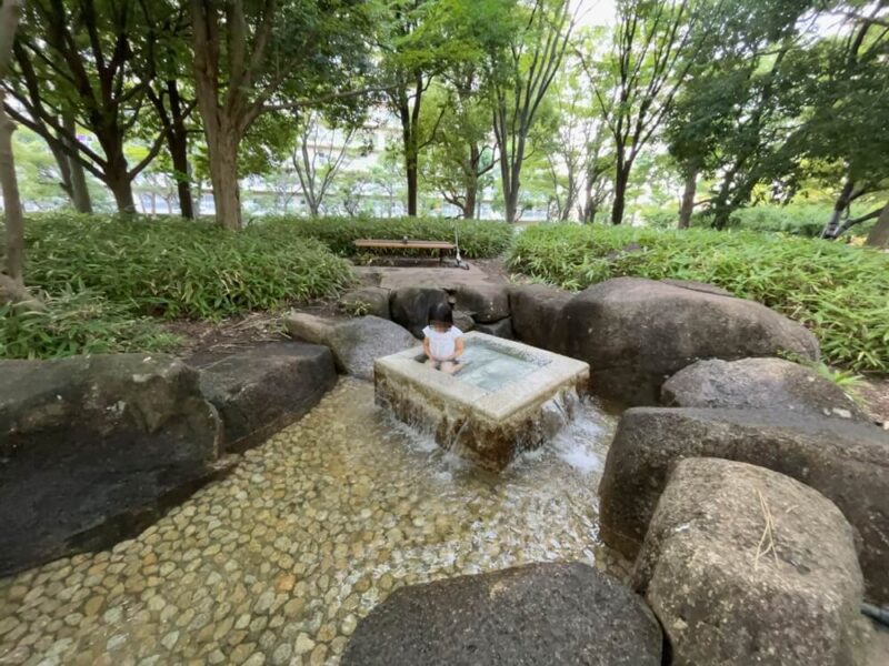 亀戸中央公園のじゃぶじゃぶ池の噴水